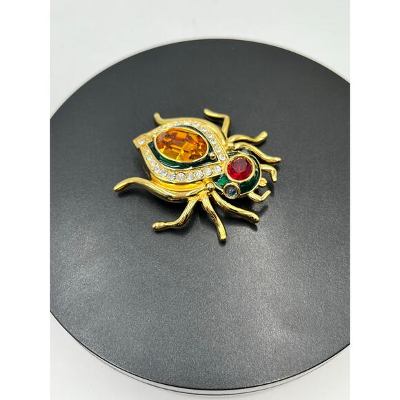 Kenneth Jay Lane KJL Vintage Spider Beetle Book Piece Rare Collectible Brooch - Picture 4 of 7
